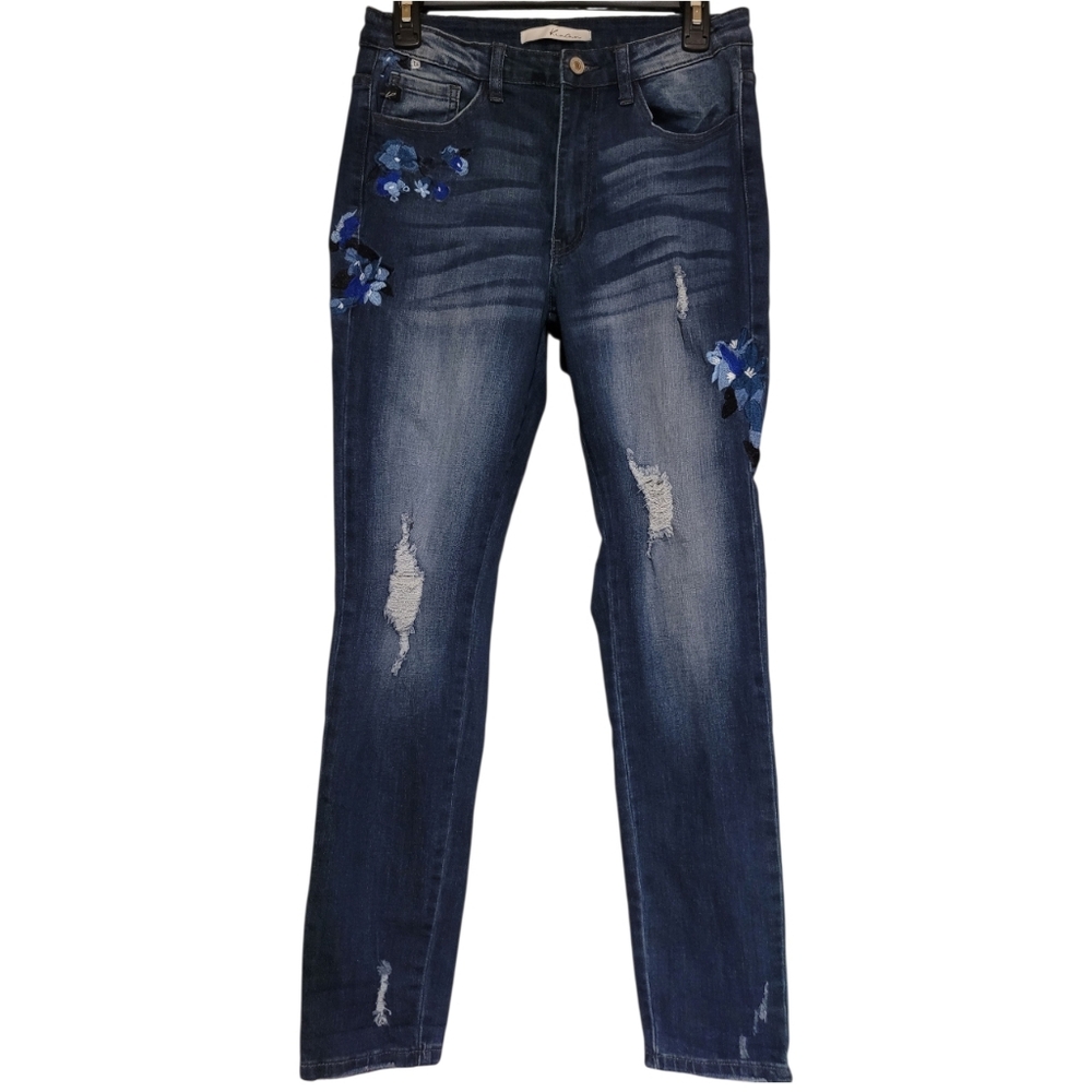 KanCan Womens Embroidered Floral Skinny Jeans Dark Wash 9/28W Style #KC5126D